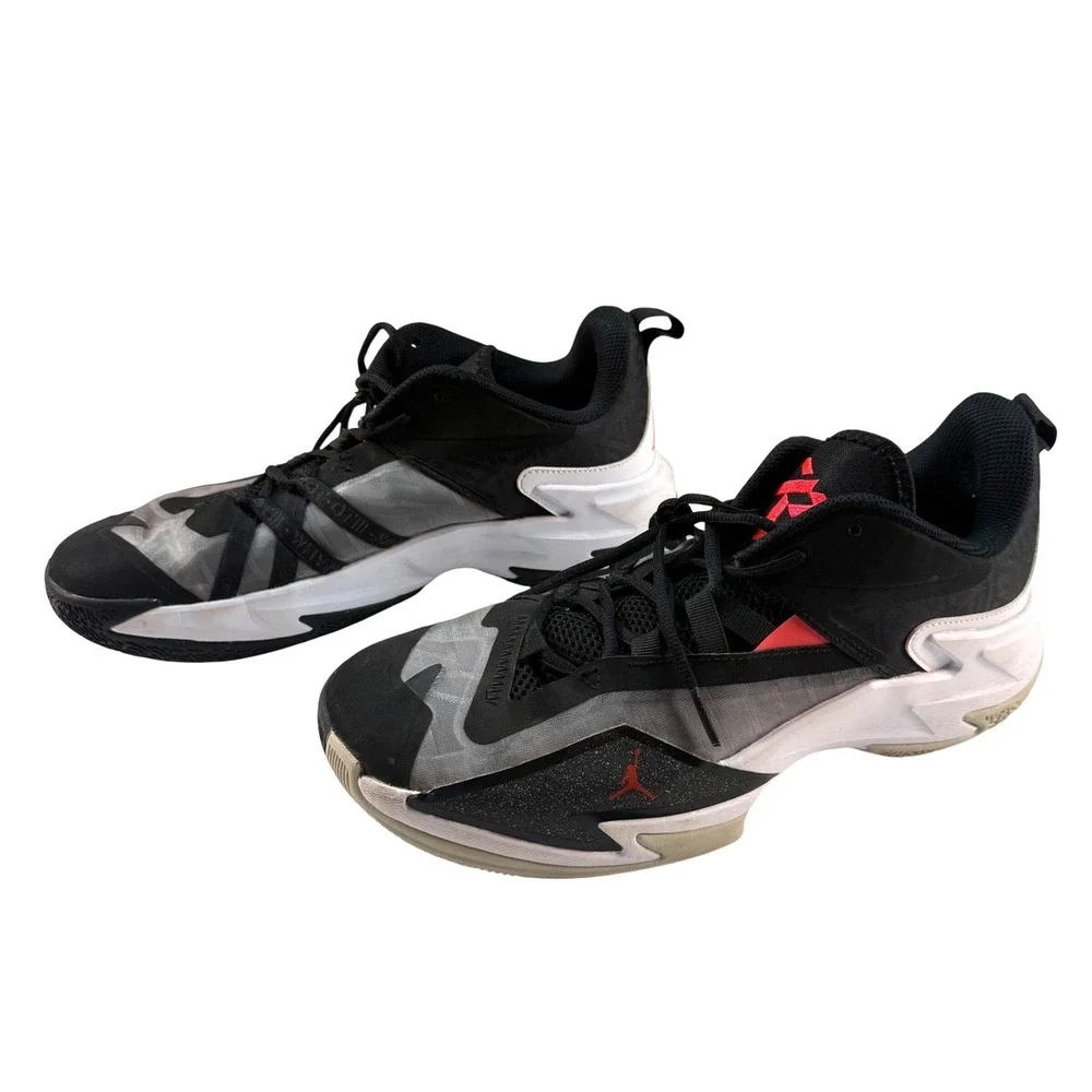 Jordan One Take 3 Black White Red Basketball Athletic Shoes Size 9.5 Men's